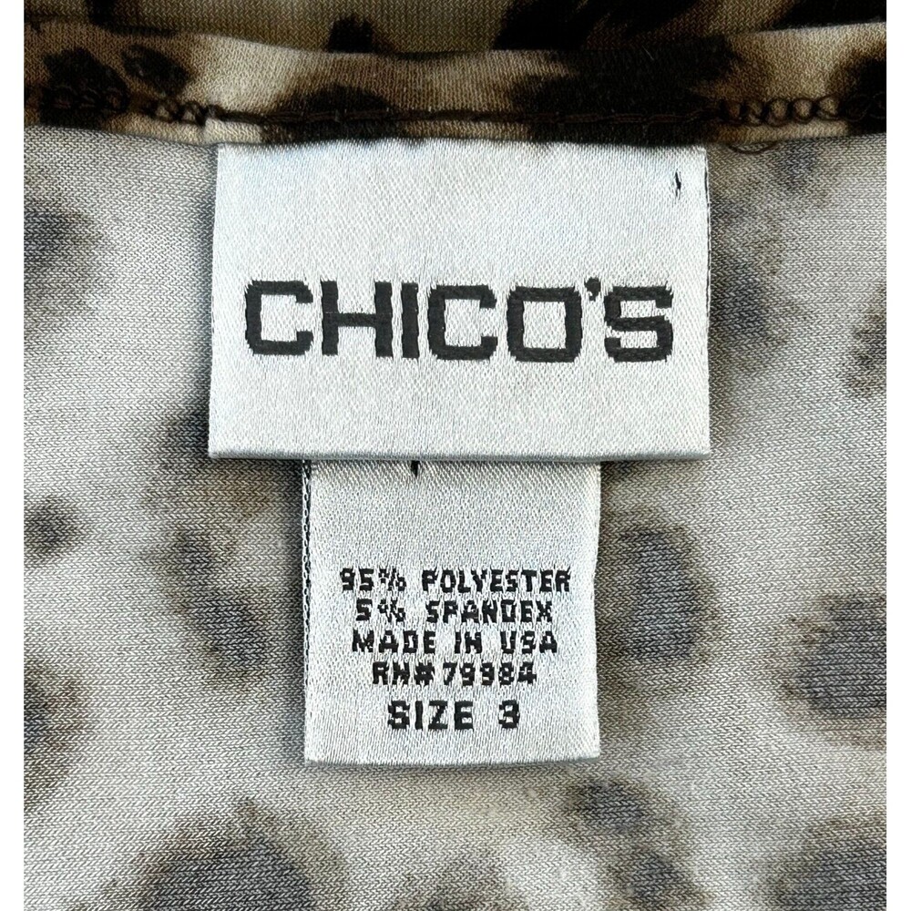 Chicos Animal Print Tank Top Sleeveless Shirt Stretch Cheetah Brown Size 3 US XL - Picture 3 of 5